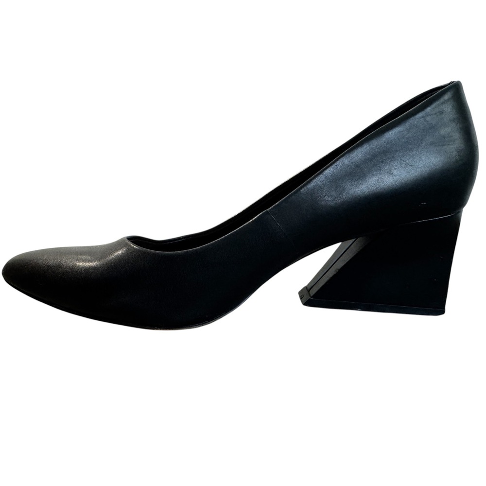 Vince Camuto Flaira Pointed Toe Block Heel Pumps Slip On Black Leather 8.5 M